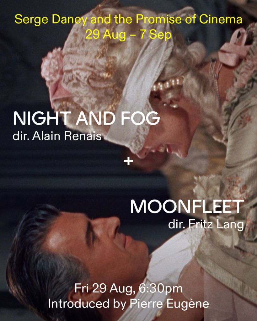 Opening Night graphic for Night and Fog and Moonfleet, introduced by Pierre Eugène, 29 August 2025.