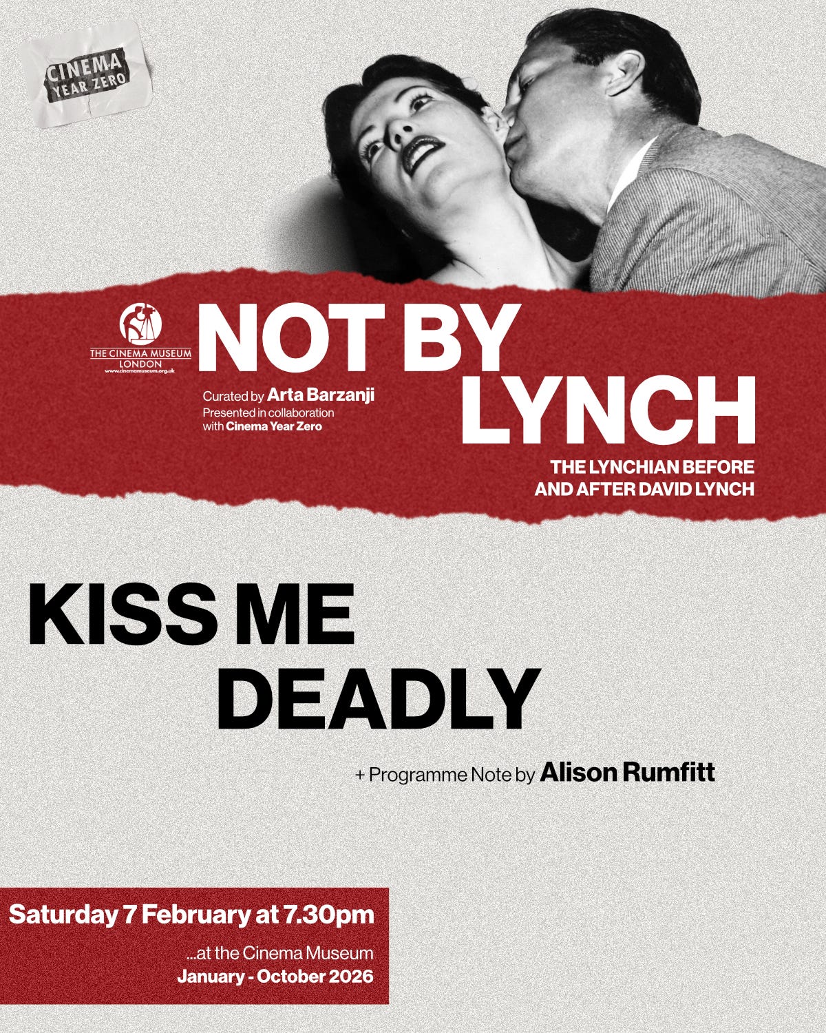 Not By Lynch event poster for Kiss Me Deadly.